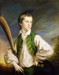 Charles Collyer as a boy, with a cricket bat