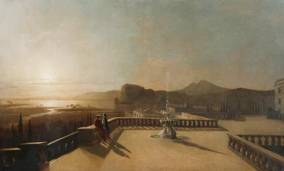 Figures on a Moonlit Terrace
