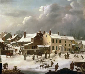 Winter Scene in Brooklyn: Detail of a Street and the Post Office