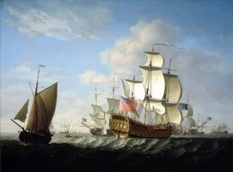 A British squadron of the Royal Navy at sea