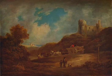 A Castle, with Waggon and Horses, c1886