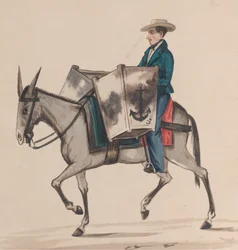 A Baker on Horseback, from a Group of Drawings Depicting Peruvian Costume, ca. 1848