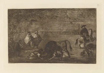The Dogs Let Loose on the Bull, Plate C from La tauromaquia (third edition)