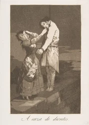 Plate 12 from Los Caprichos: Out Hunting for Teeth