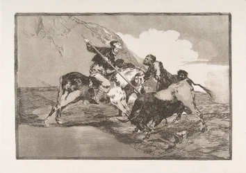 The Way in Which the Ancient Spaniards Hunted Bulls on Horseback, Plate 1 from The Tauromaquia, 1816