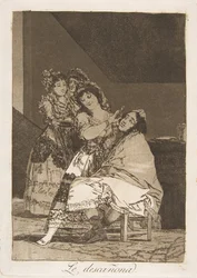Plate 35 from Los Caprichos: She Fleeces Him