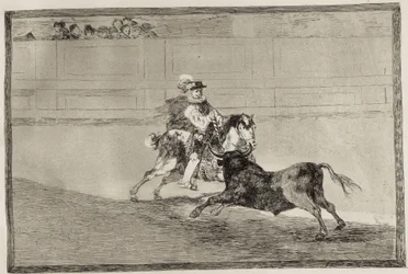 A Spanish Mounted Knight in the Ring Breaking Short Spears Without the Help of Assistants. 1816. Spain. Madrid (Autonomous Community). Madrid. National Library