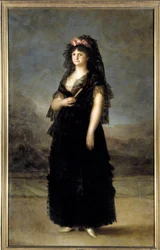 Full-length portrait of Queen Maria Luisa of Spain (1751-1819), wife of Charles IV. Painting by Francisco de Goya (1746-1828), 19th century. H. 2.08 x 1.27 m - Madrid, Museo del Prado - Portrait of Queen Maria Luisa (1751-1819) wearing a mantilla