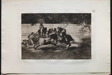 Bullfights: The Forceful Rendon Stabs a Bull with the Pique, From Which Pass he Died in the Ring at Madrid