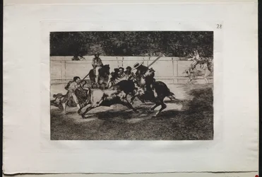 Bullfights: The Forceful Rendon Stabs a Bull with the Pique, 1876