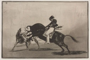 Bullfights: The Same Ceballos Mounted on Another Bull Breaks Short Spears in the Ring at Madrid