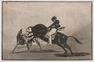 Bullfights: The Same Ceballos Mounted on Another Bull Breaks Short Spears in the Ring, 1876