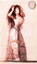 Duchess Alba putting her hair in order