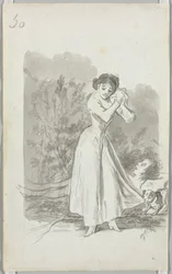 Young Woman Wringing Her Hands over a Man