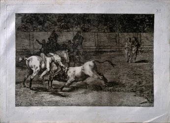 Mariano Ceballos, called el Indio, kills the bull from horseback