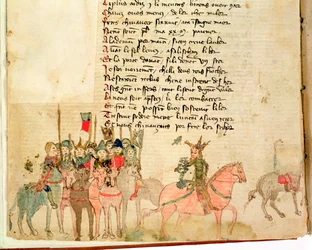Attila the Hun and his army on horseback, from The War of Attila by Nicola da Casola