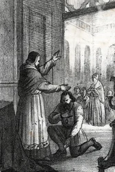 Meeting between Pope Paul III and Charles Quint at Rocca di Busseto in 1543