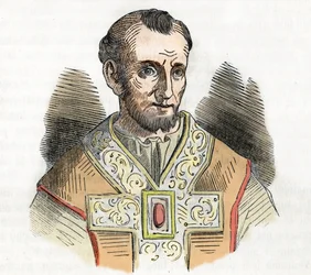 Middle Ages: representation of Pope Nicholas I the Great, drawing from 