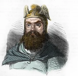 Portrait of Attila, King of the Huns, drawing from 
