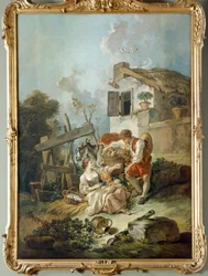 A Man Offering Grapes to a Girl