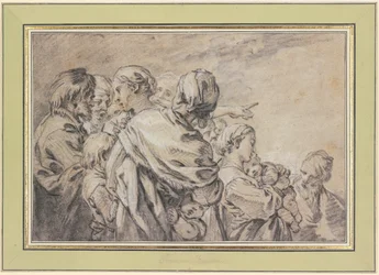 Half-Figure Group with Men and Women with Children