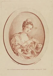 Young Woman with Lapdog and Kitten