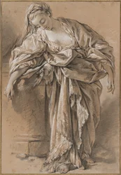 Study of a Draped Woman Leaning on a Pedestal