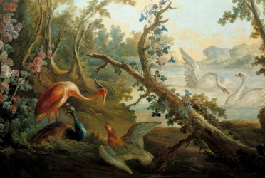 Swans and peacocks. Painting by François Boucher (1703-1770), 18th century, Paris, Musée Carnavalet