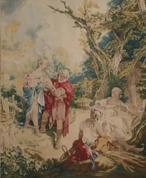 Tapestry showing Psyche and the Basketmaker