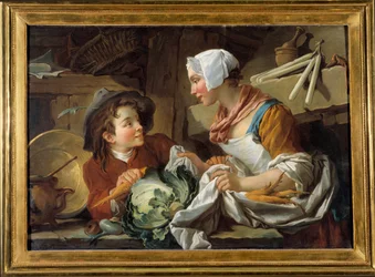 The cook and a young man. Painting by Francois Boucher. Musee de Sainte Address