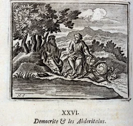 Democrite and the Abderitans. Fables by Jean de La Fontaine (1621-95). Illustration by François Chauveau (1613-1676). Edition of 1728