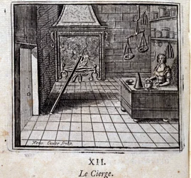 The Candle. Fables by Jean de La Fontaine (1621-95). Illustration by François Chauveau (1613-1676). Edition of 1728
