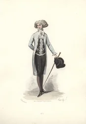 Elegant Man in Striped Coat, Era of Marie Antoinette