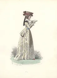 Woman reading a book, era of Marie Antoinette