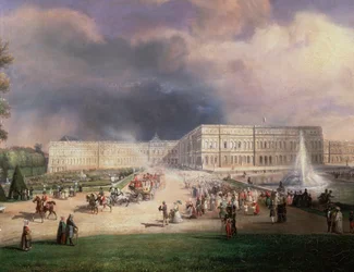 Louis-Philippe King of France, his family and the Duchess of Kent attending the Grandes Eaux at Versailles, France, May 1844 (detail)