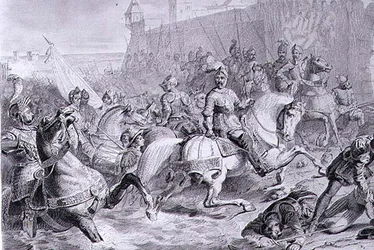 The Taking of Calais by Francis, 2nd Duke of Guise (1519-63) in 1558, engraved by Amedee Felix Barthelemy Geilee