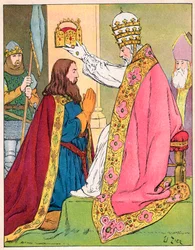 Charlemagne (742-814) crowned by Pope Leo III (c750-816) at St Peter