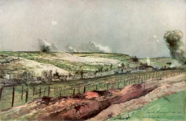 Notre Dame de Lorette and St Nazaire, Ablain, During Bombardment, Artois, France, 1915