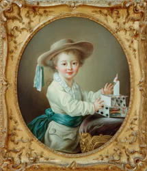 Little Boy Building a House of Cards
