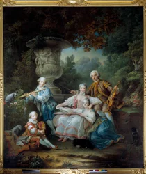 The family of Louis Francois du Bouchet, Marquis of Sourches and Grand Prevot of France (Painting by Francois Hubert Drouais, 1756)