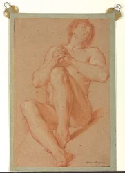 A Seated Academic Nude with His Hands Clasped (c.1723-24)