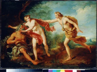 Apollo and Daphne with her father, the river god Peneus. French painting of the 18th century. State Museum Arkhangelskoye Estate, Moscow