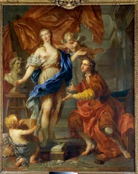 Pygmalion Seeing His Animated Statue. Painting by François Le Moyne (1688-1737). 1729. Dimensions 2.12 x 1.68 m. Tours, Musée des Beaux-Arts