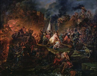 Jeanne Hachette defending Beauvais in 1472 or the siege of Beauvais