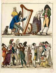Caricature of modern Ossian and of street singers, by Francois Nicolas Martinet
