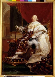 Full-length portrait of Louis XVIII (1755-1824) in coronation robes, 1814, dimensions 0.32 x 0.23 m