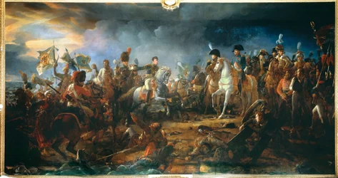 The Battle of Austerlitz on 2/12/1805: General Rapp Presents the Flags Taken from the Enemy
