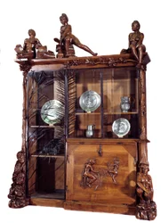 Furniture: Bookcase of Walnut and Wrought Iron made by Francois Hubert Carabin, Orsay Museum