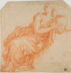 Draped Woman Holding Urn