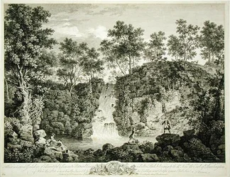 View of a Cascade at Bolton Park, Craven, Yorkshire, published 1753 (engraving)